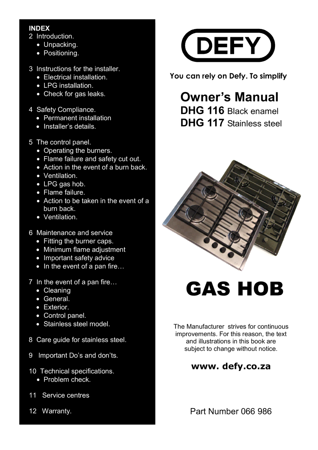 Defy Appliances DHG 117, DHG 116 manual ##$%# 