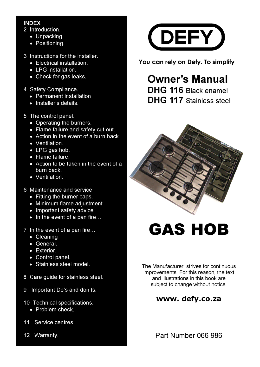 Defy Appliances DHG 117, DHG 116 manual ##$%# 