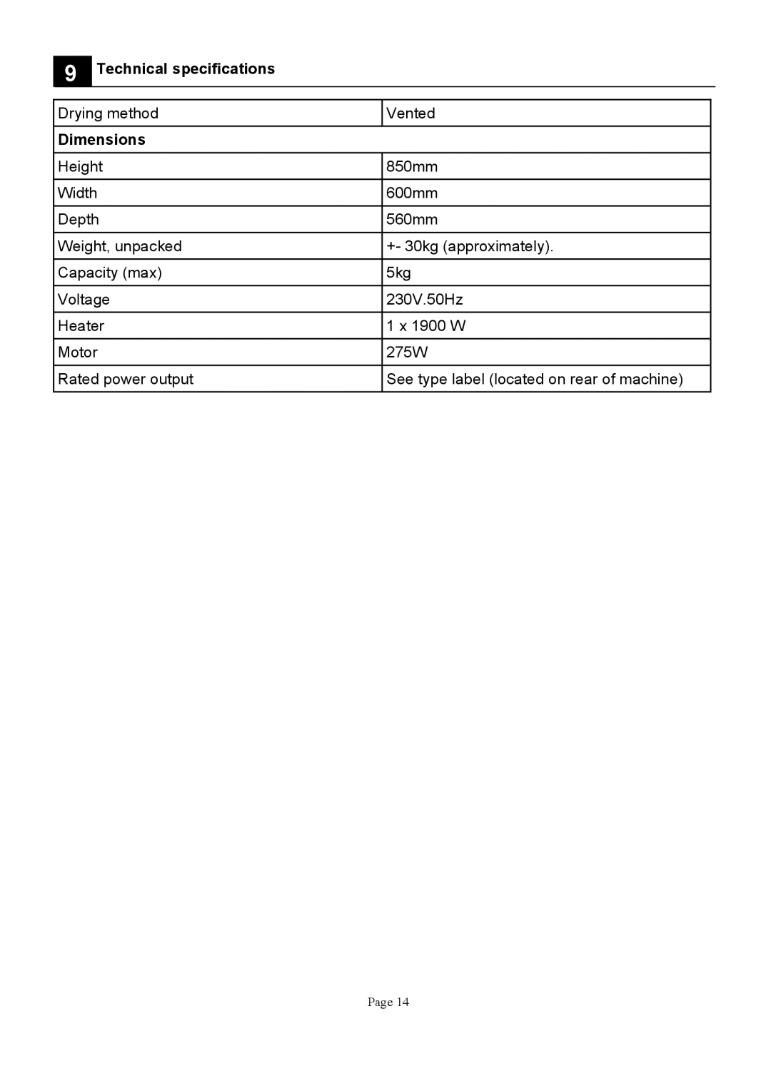 Defy Appliances DTD259, DTD258 manual 230 100 310 +!5 L7905.@, #A #@ ,A 890D30 =,=00 