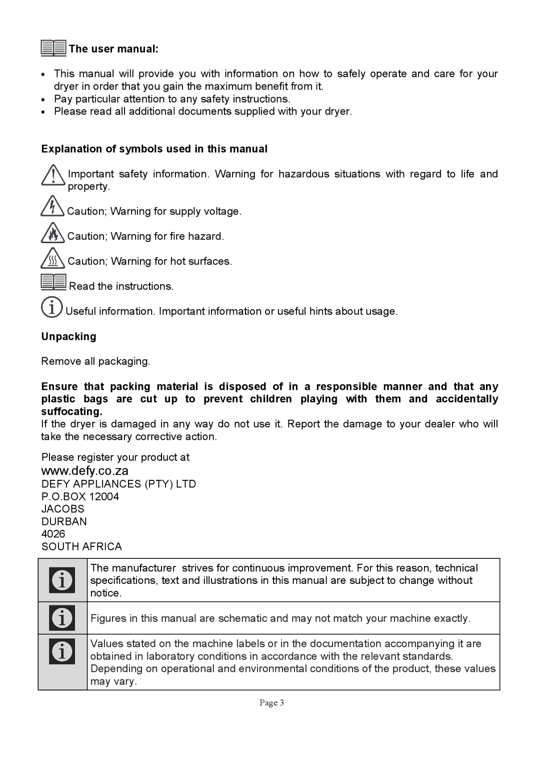 Defy Appliances DTD258, DTD259 manual #*# 