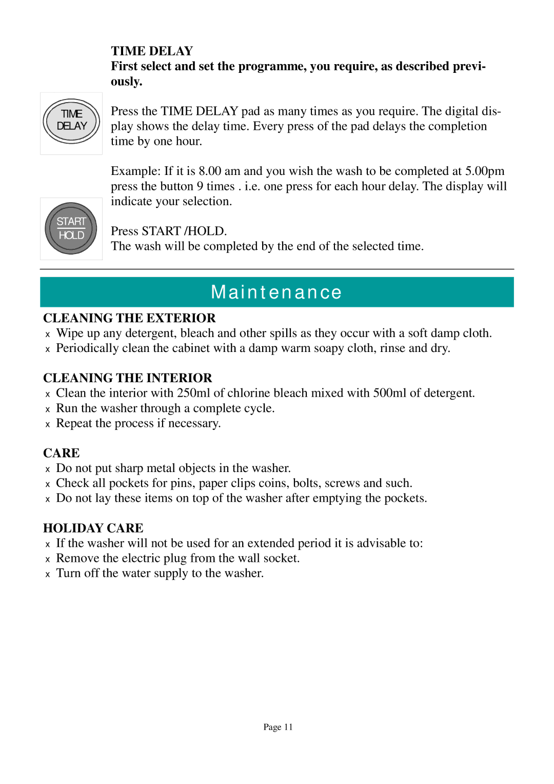 Defy Appliances ELECTROLOGIC 720 owner manual Maintenance 