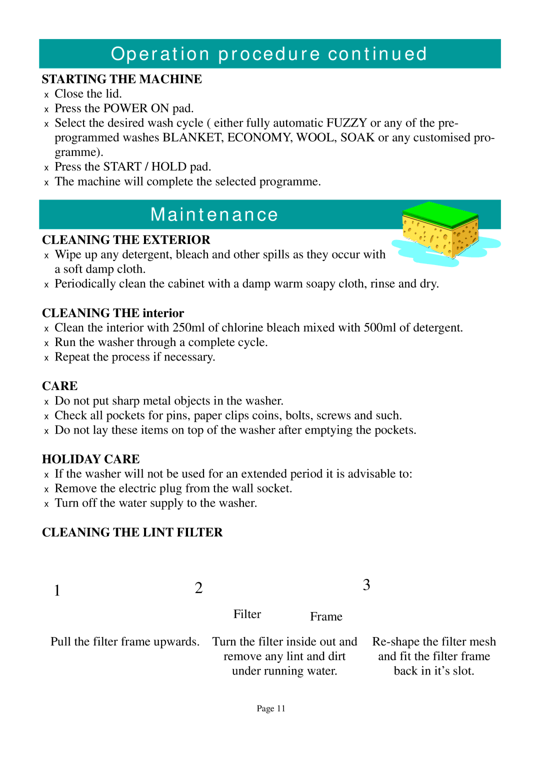 Defy Appliances Electrologic 920 owner manual Maintenance 