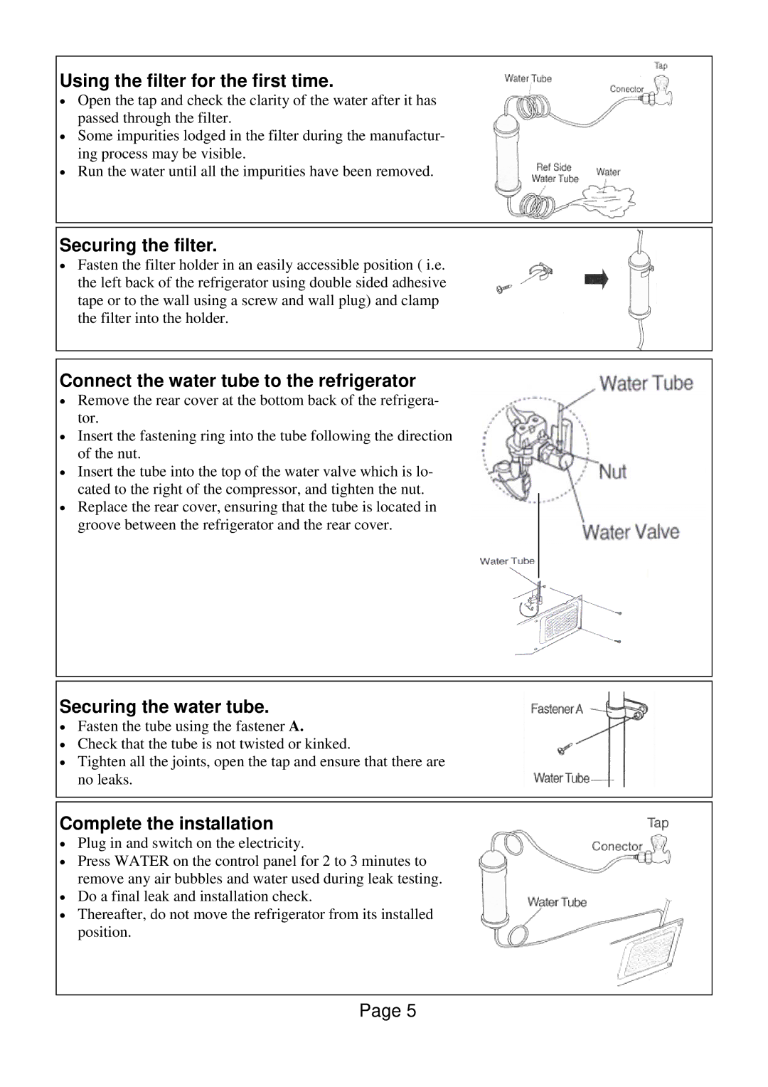 Defy Appliances F 600 LM owner manual Using the filter for the first time 