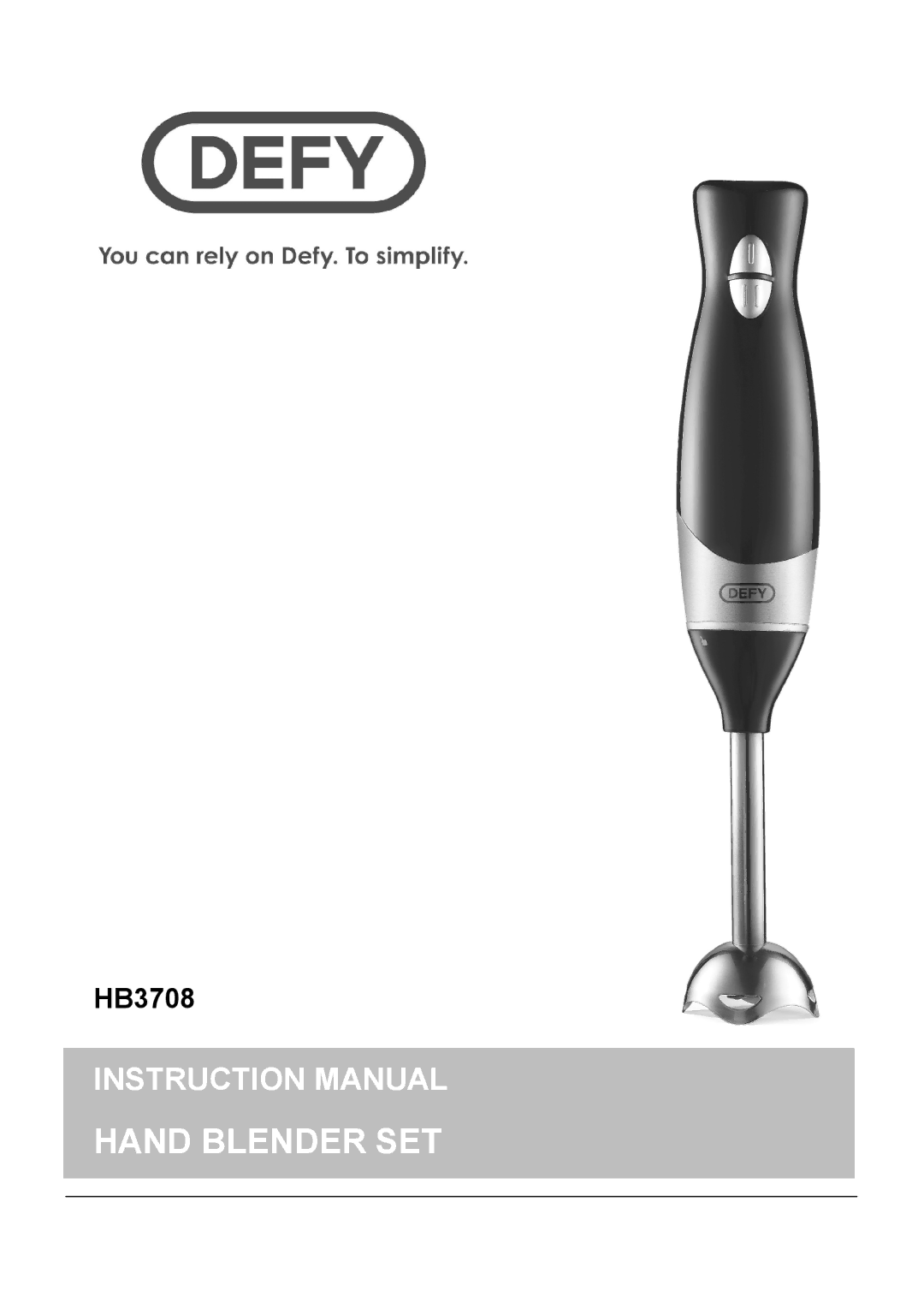 Defy Appliances HB3708 manual 