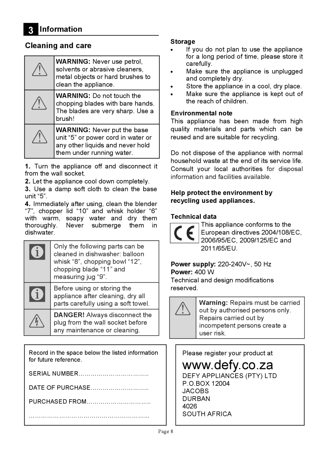 Defy Appliances HB3708 manual +%# 