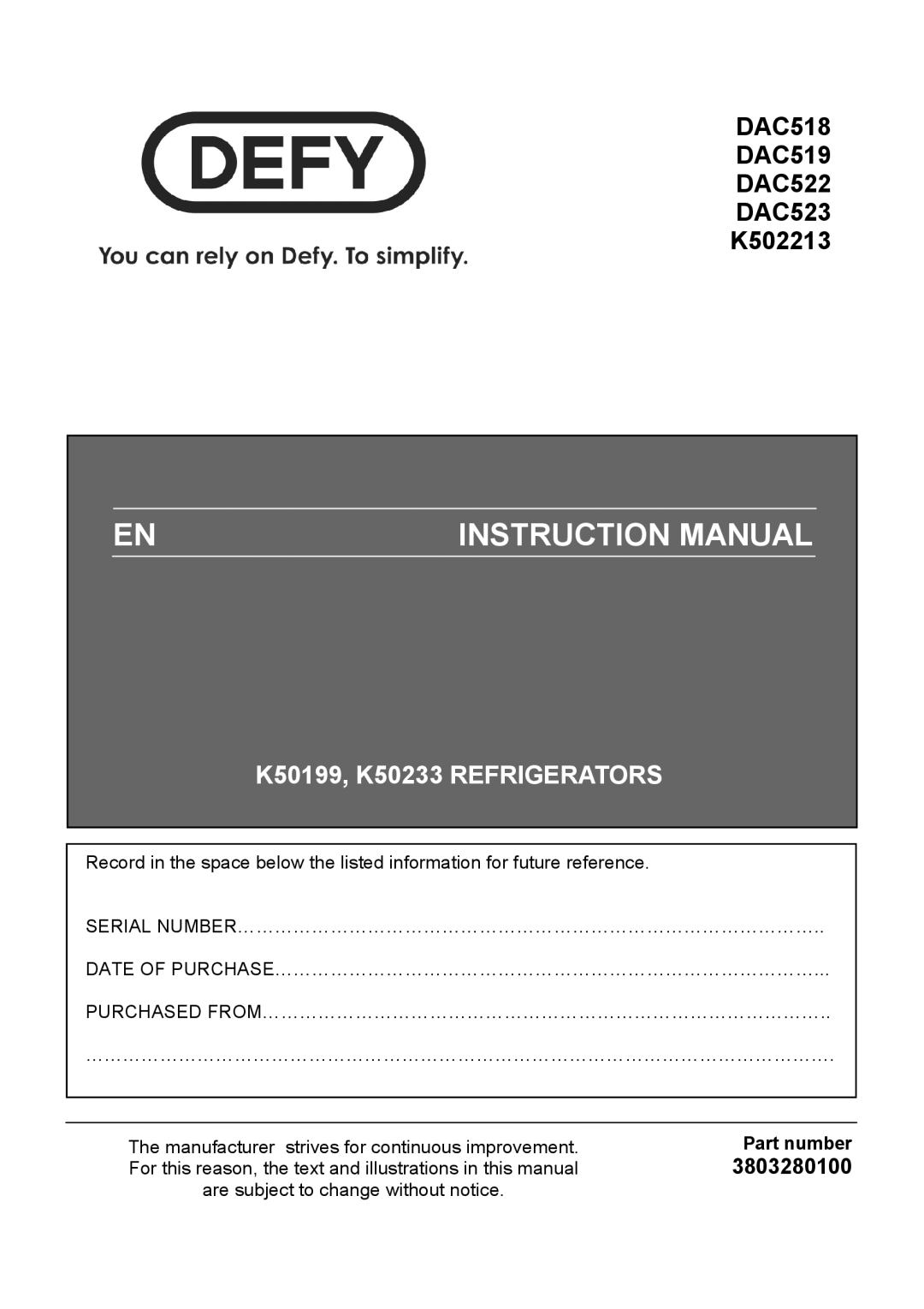 Defy Appliances K50199, K50233 manual #$% #*+ #*+ $ 