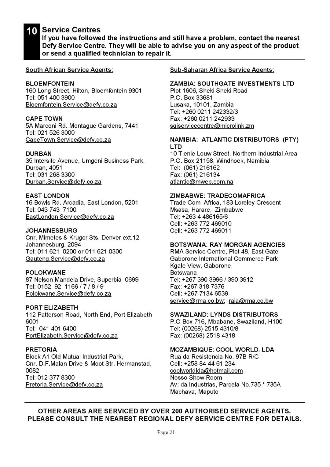 Defy Appliances K50199, K50233 manual $%+9%+1 