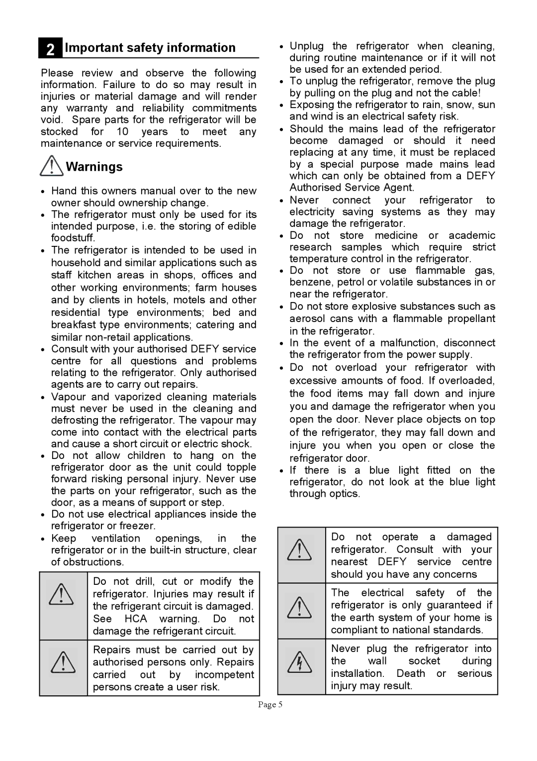 Defy Appliances K50199, K50233 manual 