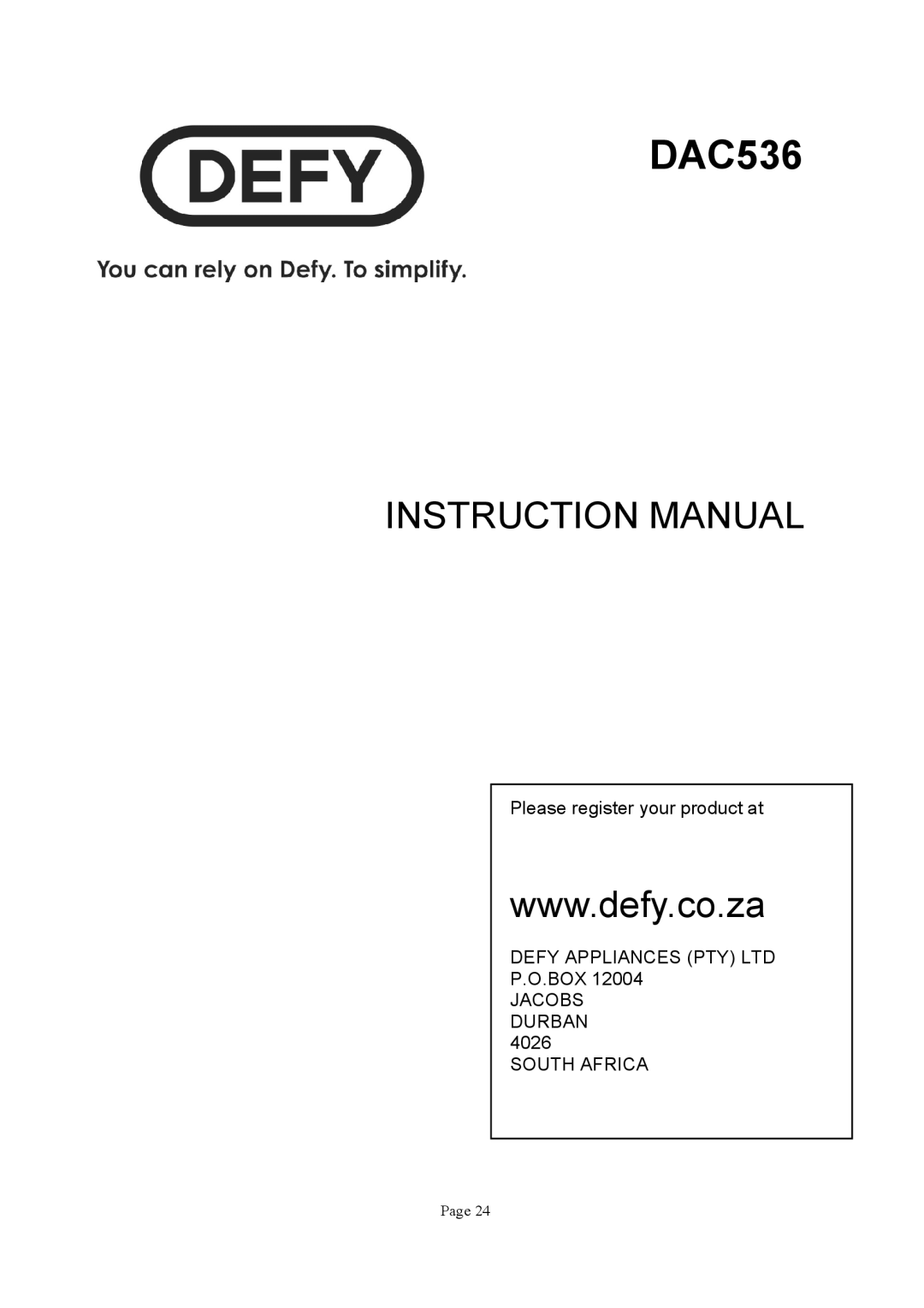 Defy Appliances K60363H manual #*$ # 