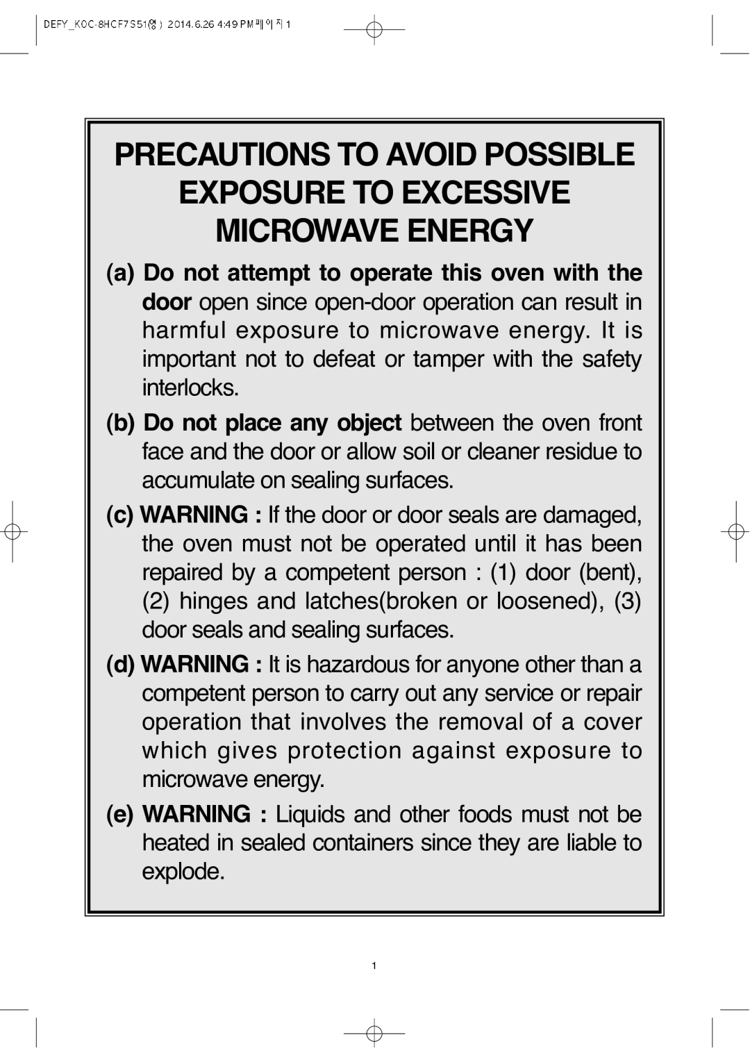 Defy Appliances MWA 2434 MM user manual 