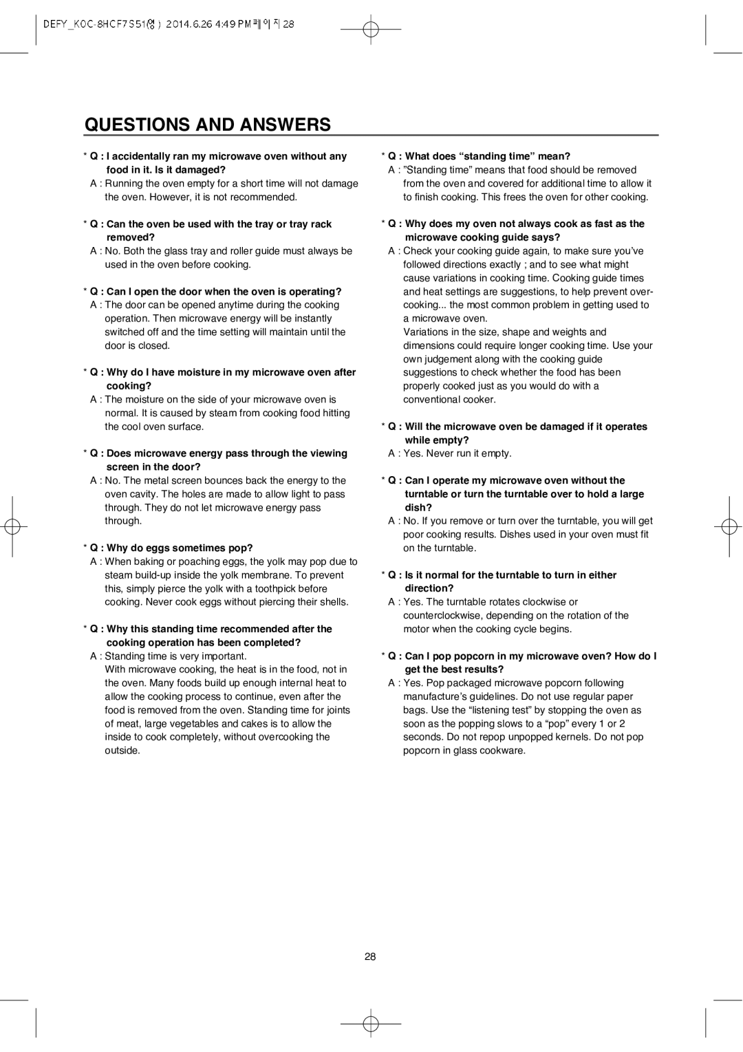 Defy Appliances MWA 2434 MM user manual Questions and Answers 