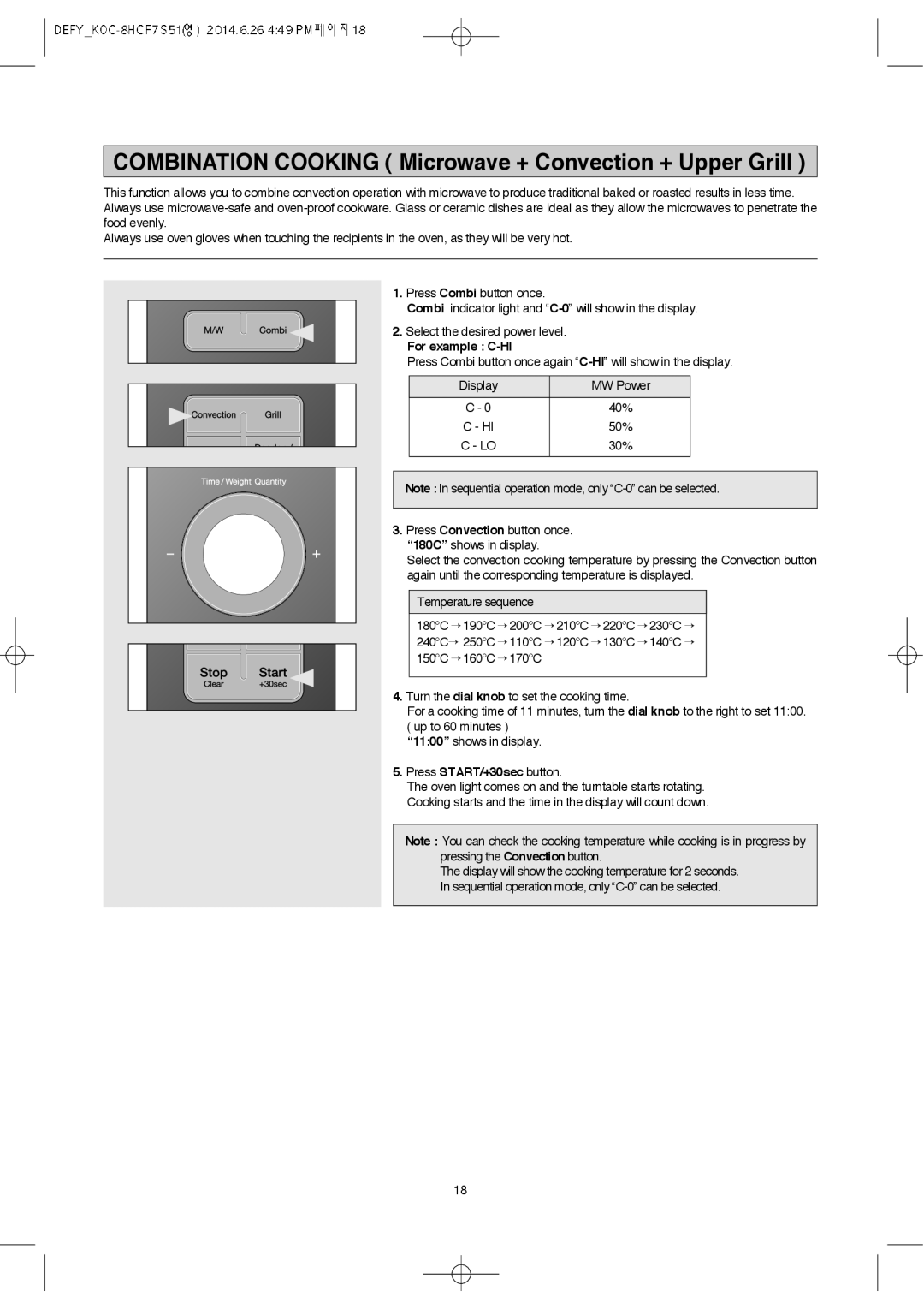 Defy Appliances MWA 2434 MM user manual For example C-HI 