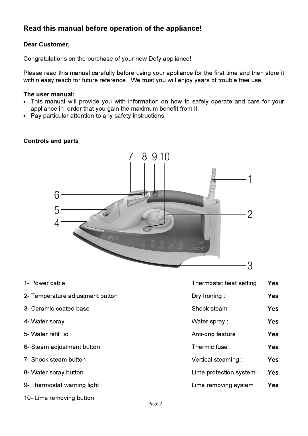 Defy Appliances SI2303 manual 