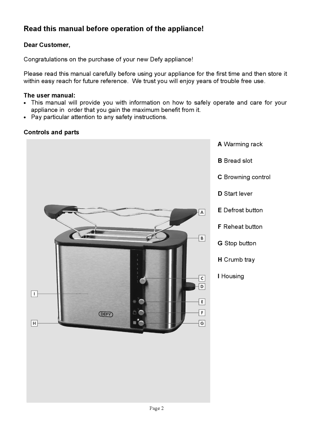 Defy Appliances TA520 manual 