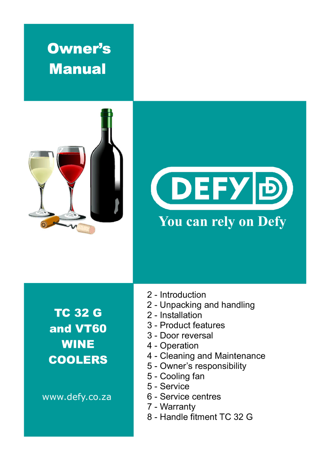 Defy Appliances TC 32 G, VT60 manual 