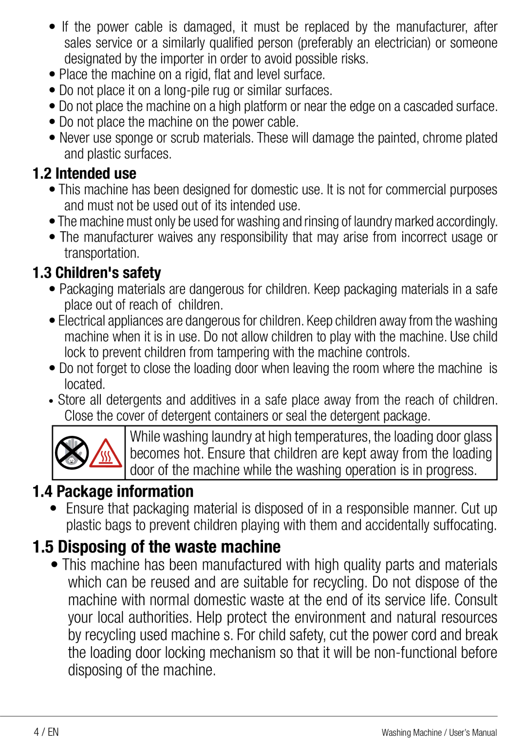 Defy Appliances WMY 71283 MLCM manual Disposing of the waste machine 