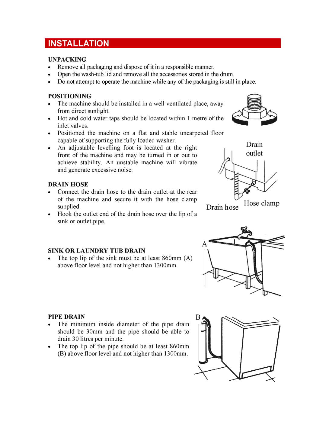 DEFY Landromain Electrlogic 850 manual Installation 