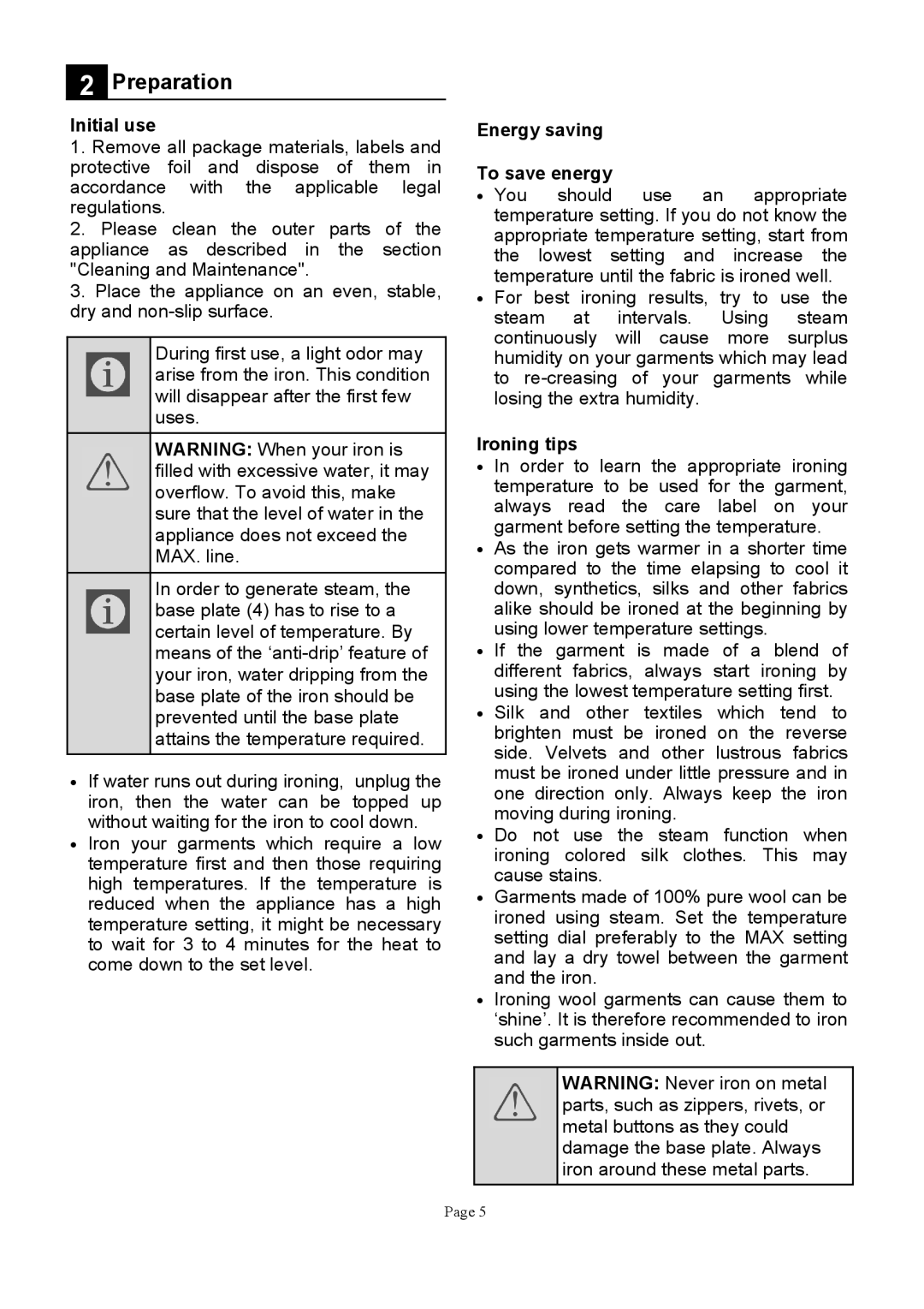 DEFY STEAM IRON SI2302 manual 202 