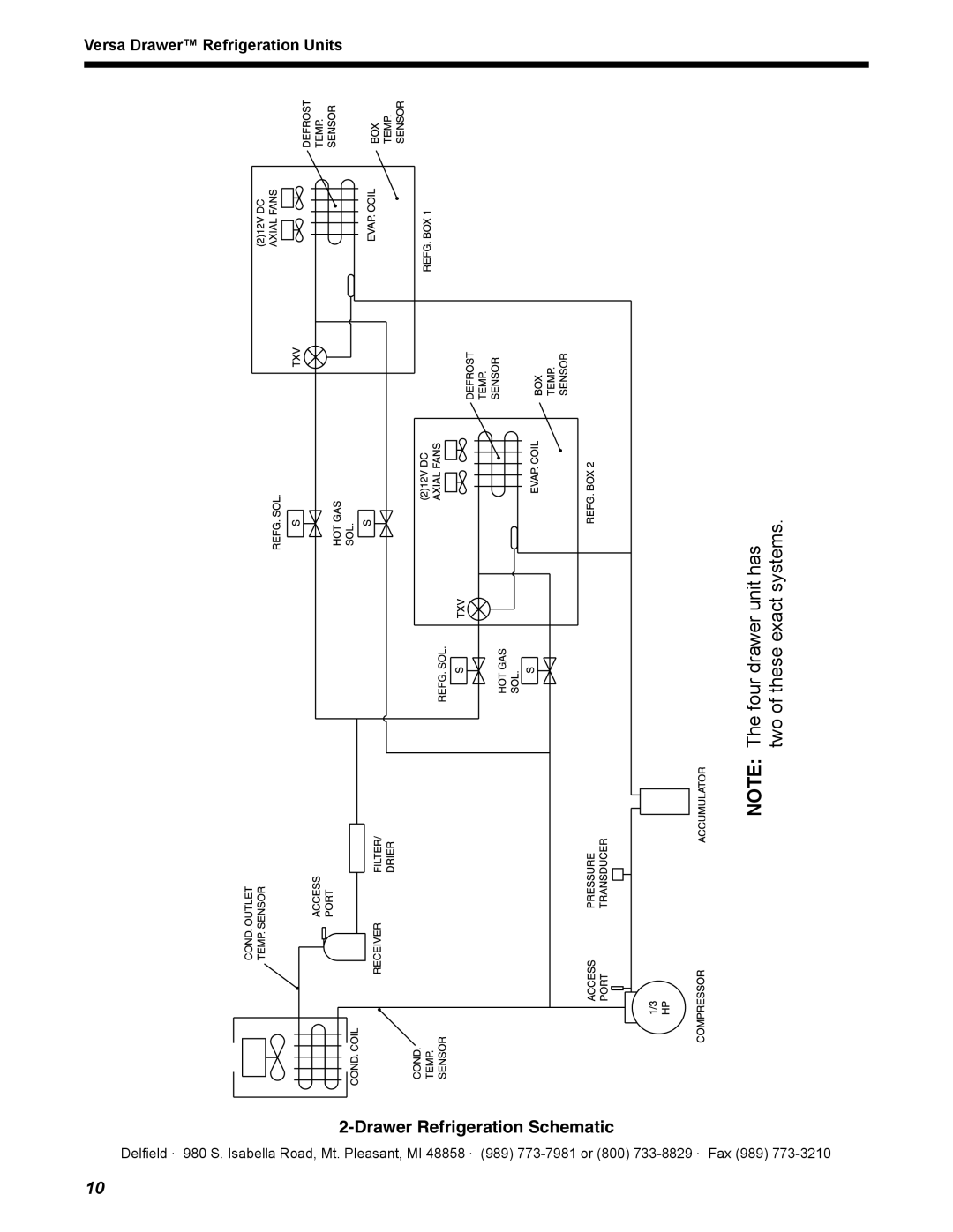 Delfield 18600VD manual Drawer Refrigeration Schematic 