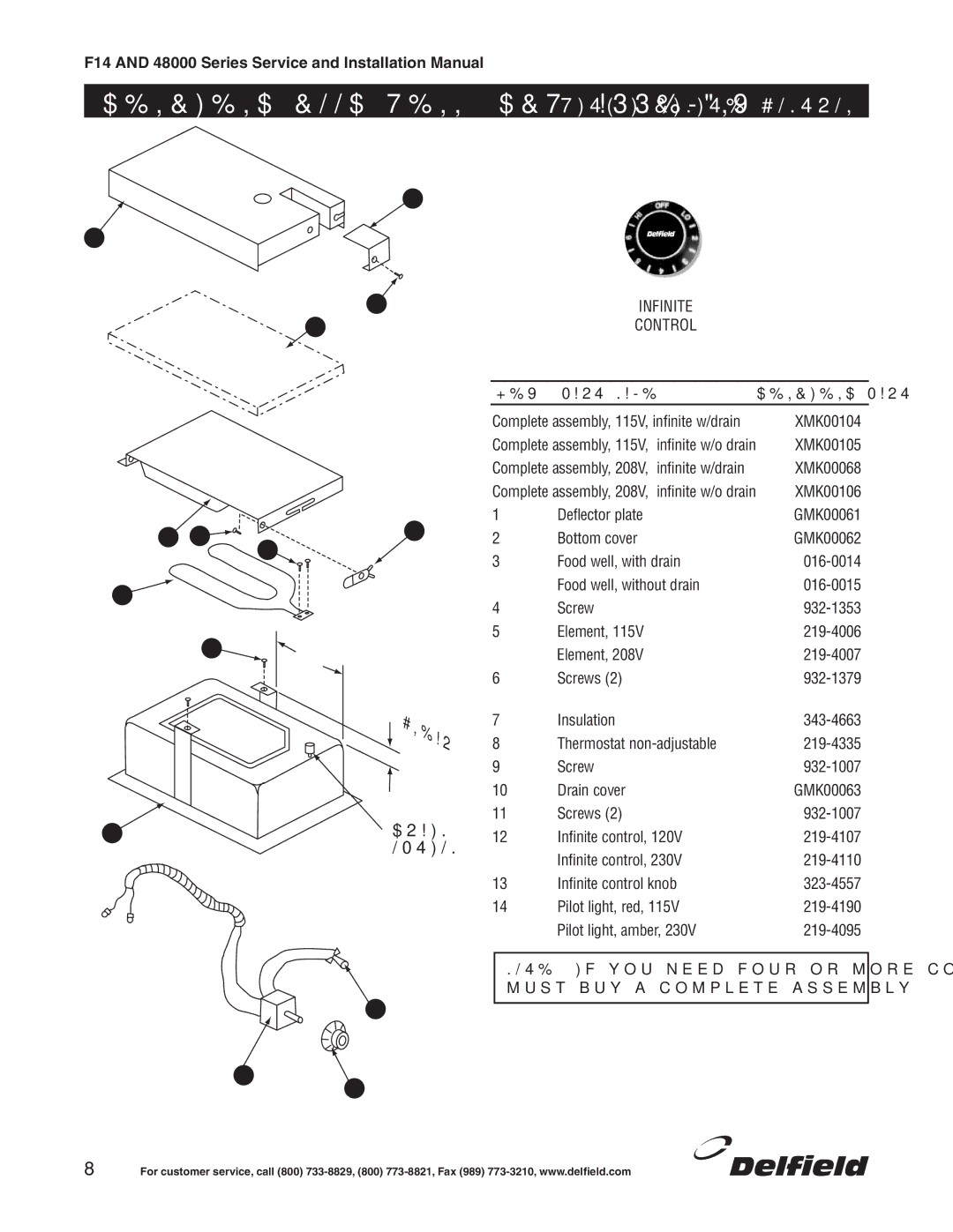 Delfield 48000 Series installation manual Delfield Food Well DFW Assembly with Infinite Control, 1213 