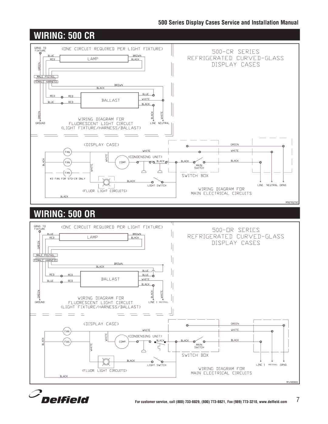 Delfield installation manual Wiring 500 CR Wiring 500 or 