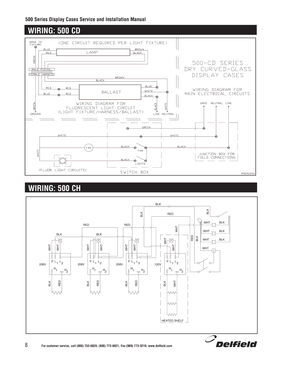 Delfield installation manual Wiring 500 CD Wiring 500 CH 