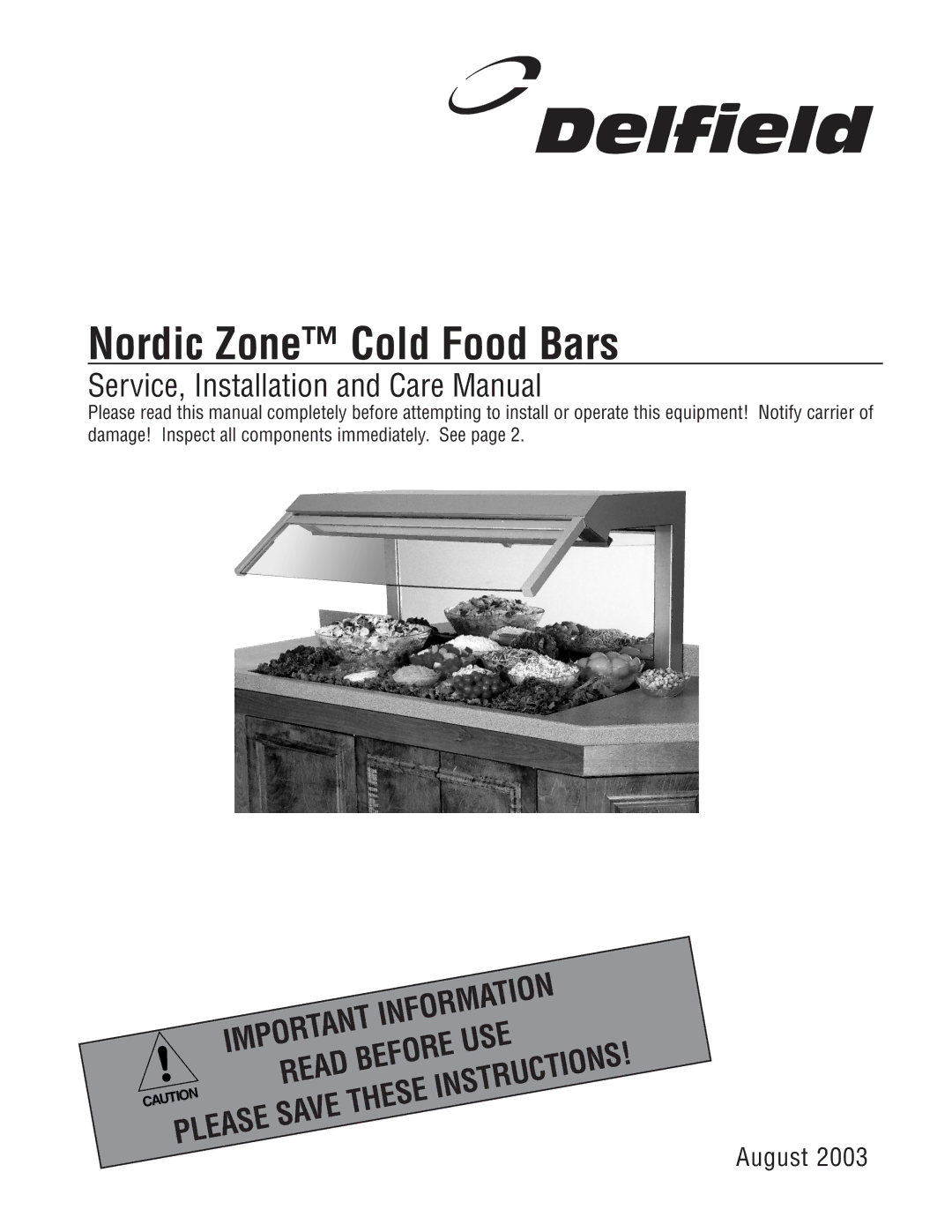 Delfield manual Nordic Zone Cold Food Bars 