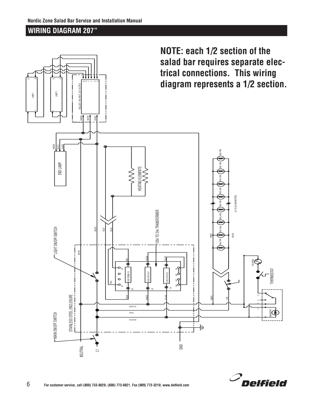 Delfield Cold Food Bars manual Wiring Diagram, Heating Elements 