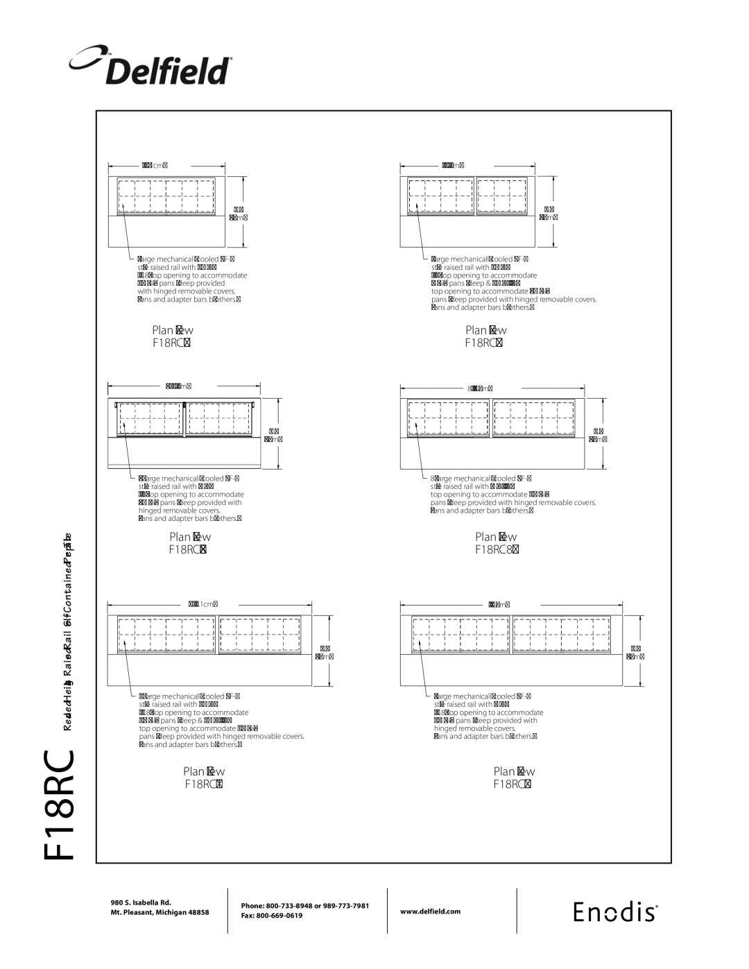 Delfield F18RC99 Plan View F18RC52, Plan View F18RC68, Plan View F18RC91, Plan View F18RC60, Plan View F18RC82 