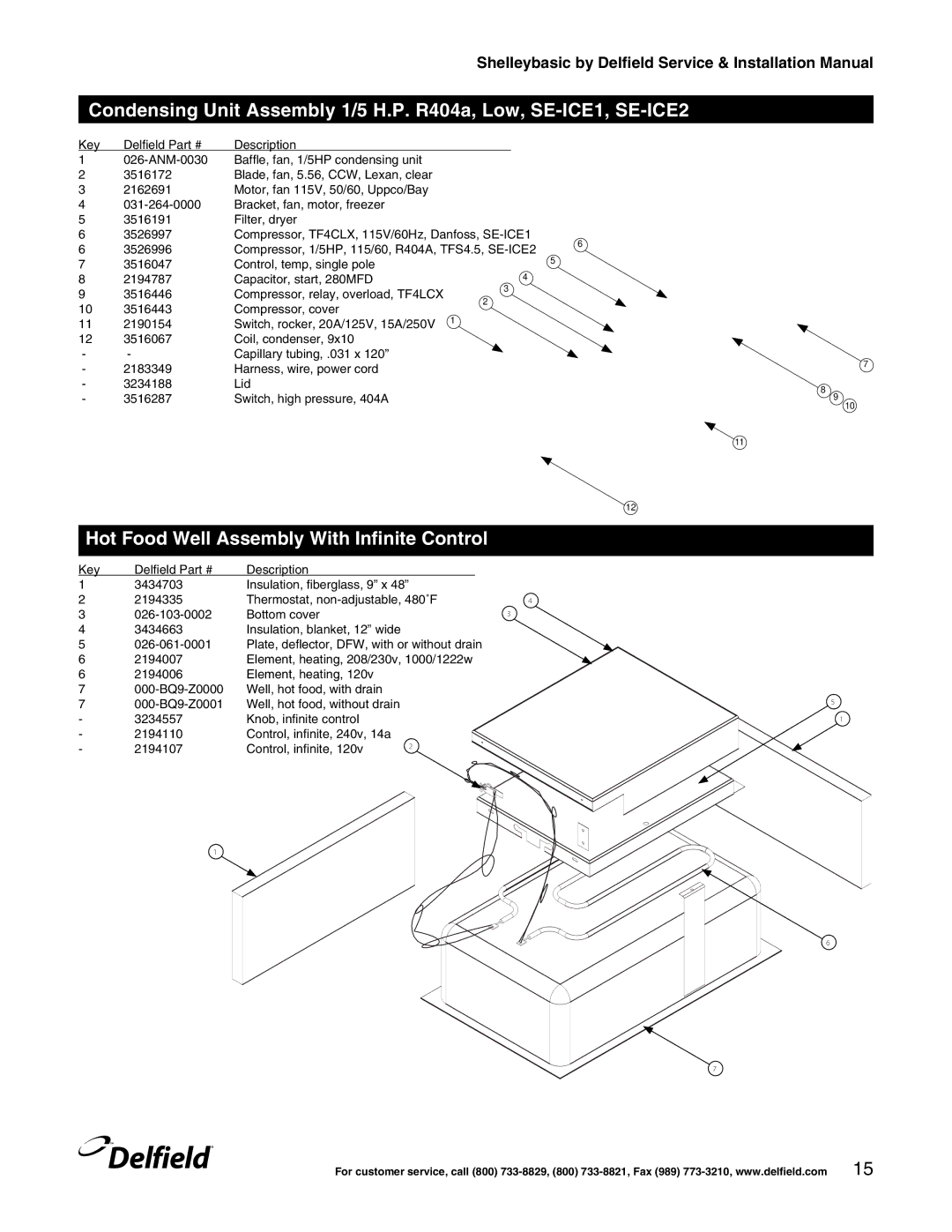 Delfield Shelleybasic manual Hot Food Well Assembly With Infinite Control 