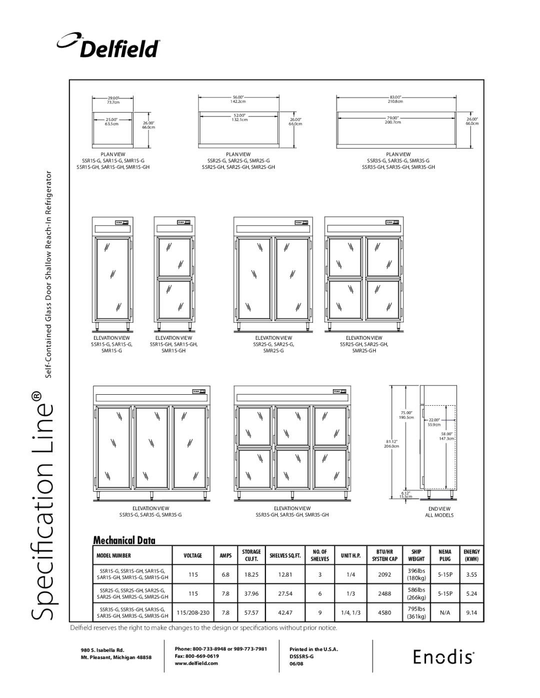 Delfield SSR1S-G specifications Delfield, 15P 