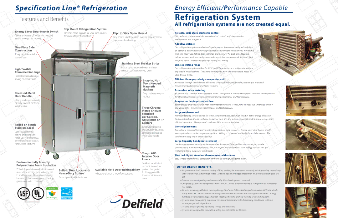 Delfield SSF3-S, SSR3-G, SSF2-S, SSF1-S, SSR2-G, SSR1-G manual Refriger ation System 