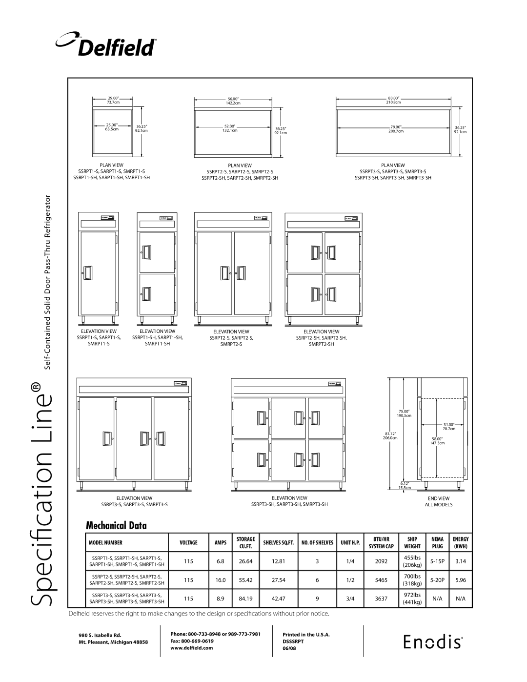 Delfield SSRPT2-SH specifications 12.81, 27.54, 42.47 