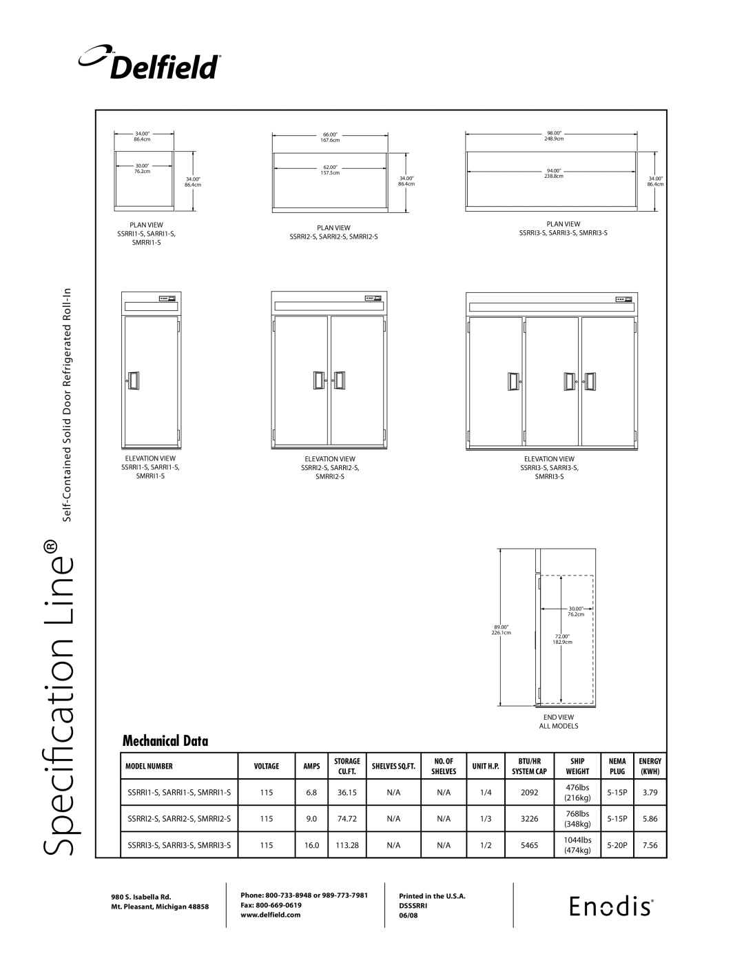 Delfield SSRRI-S specifications Specification 