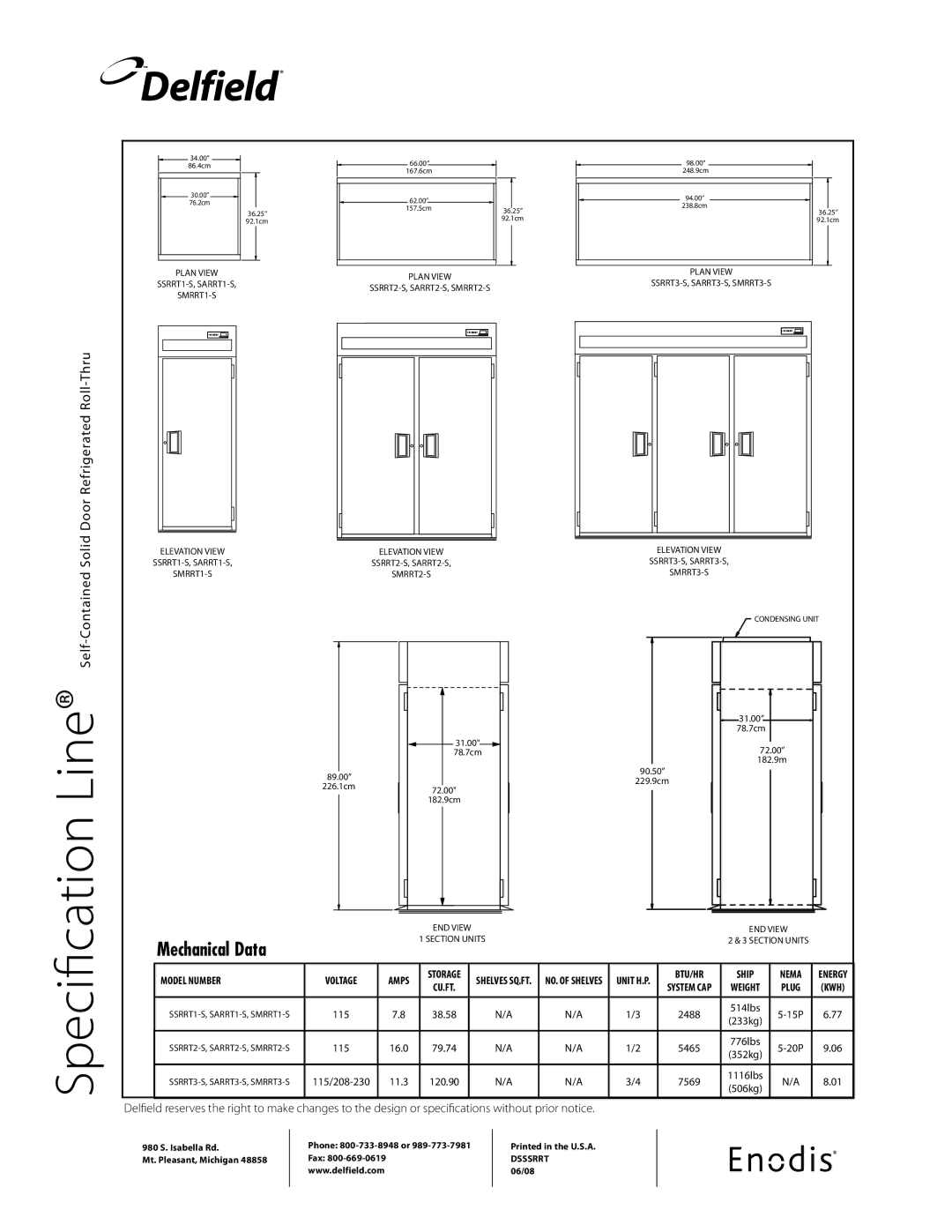 Delfield SSRRT1-S, SSRRT3-S, SSRRT2-S, SMRRT3-S, SMRRT2-S, SMRRT1-S, SARRT1-S, SARRT3-S, SARRT2-S specifications Line 