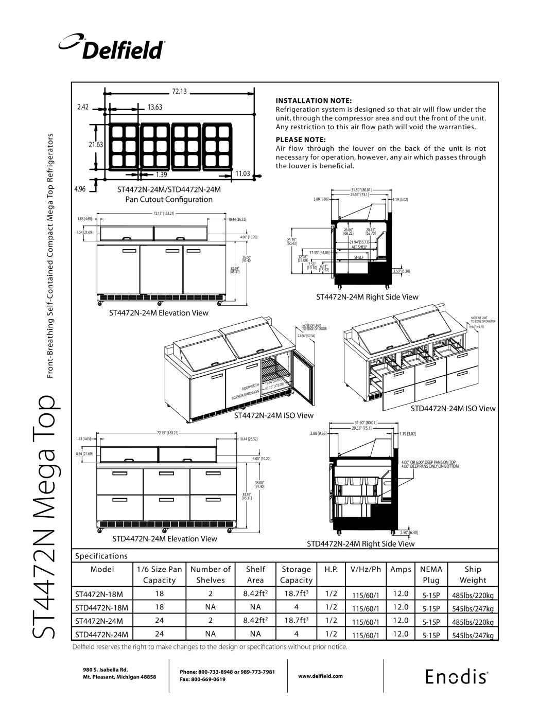 Delfield ST4472N-1 8M specifications Mega 