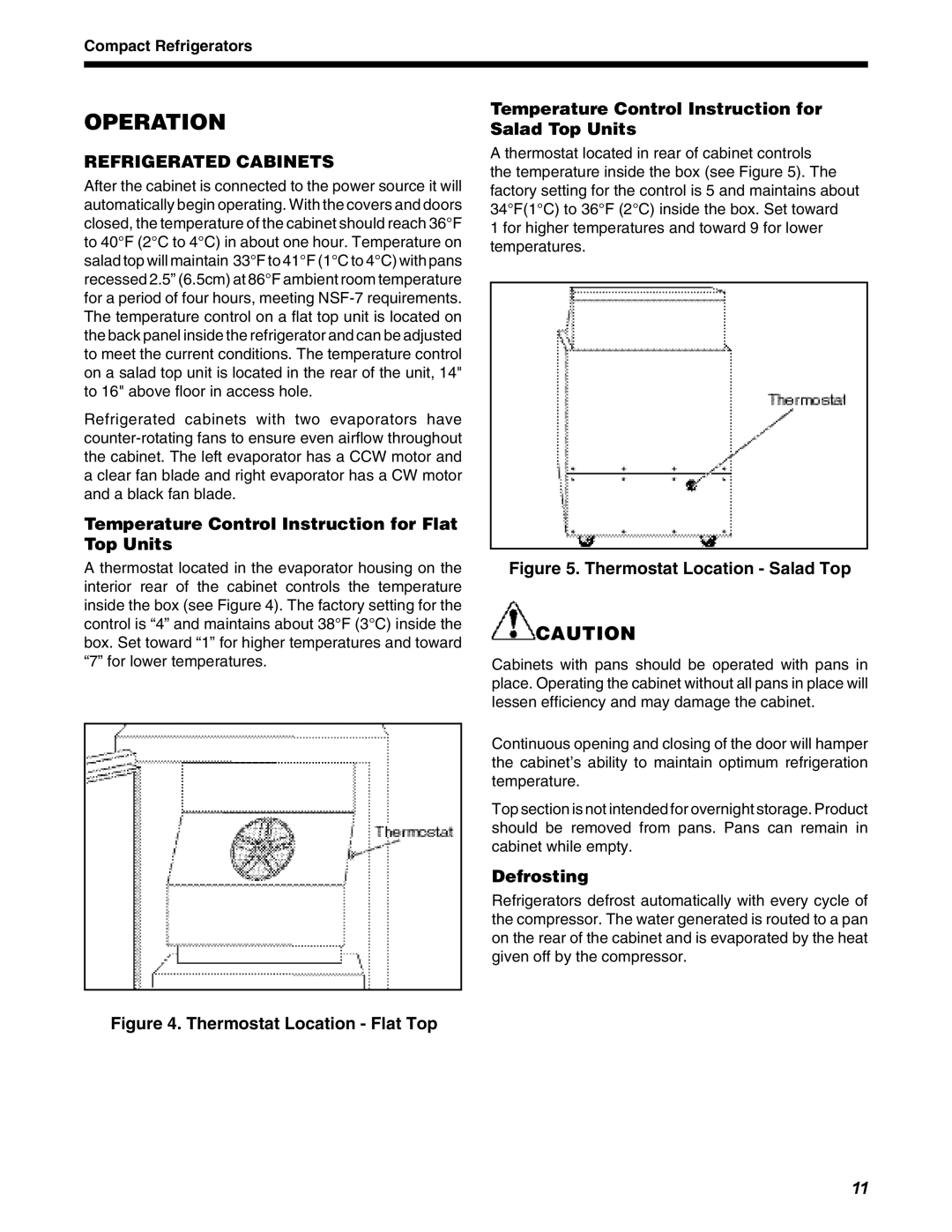 Delfield D4460N, STD4432N Operation, Refrigerated Cabinets, Temperature Control Instruction for Flat Top Units, Defrosting 