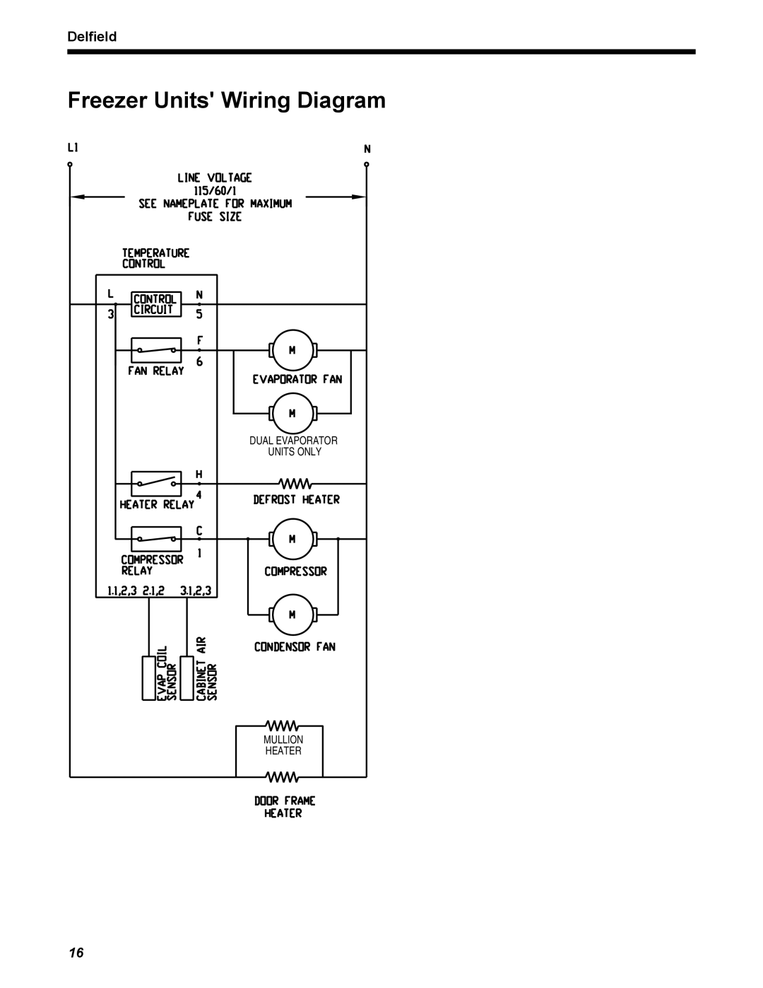 Delfield D4464N, STD4432N, D4460N operation manual Freezer Units Wiring Diagram 