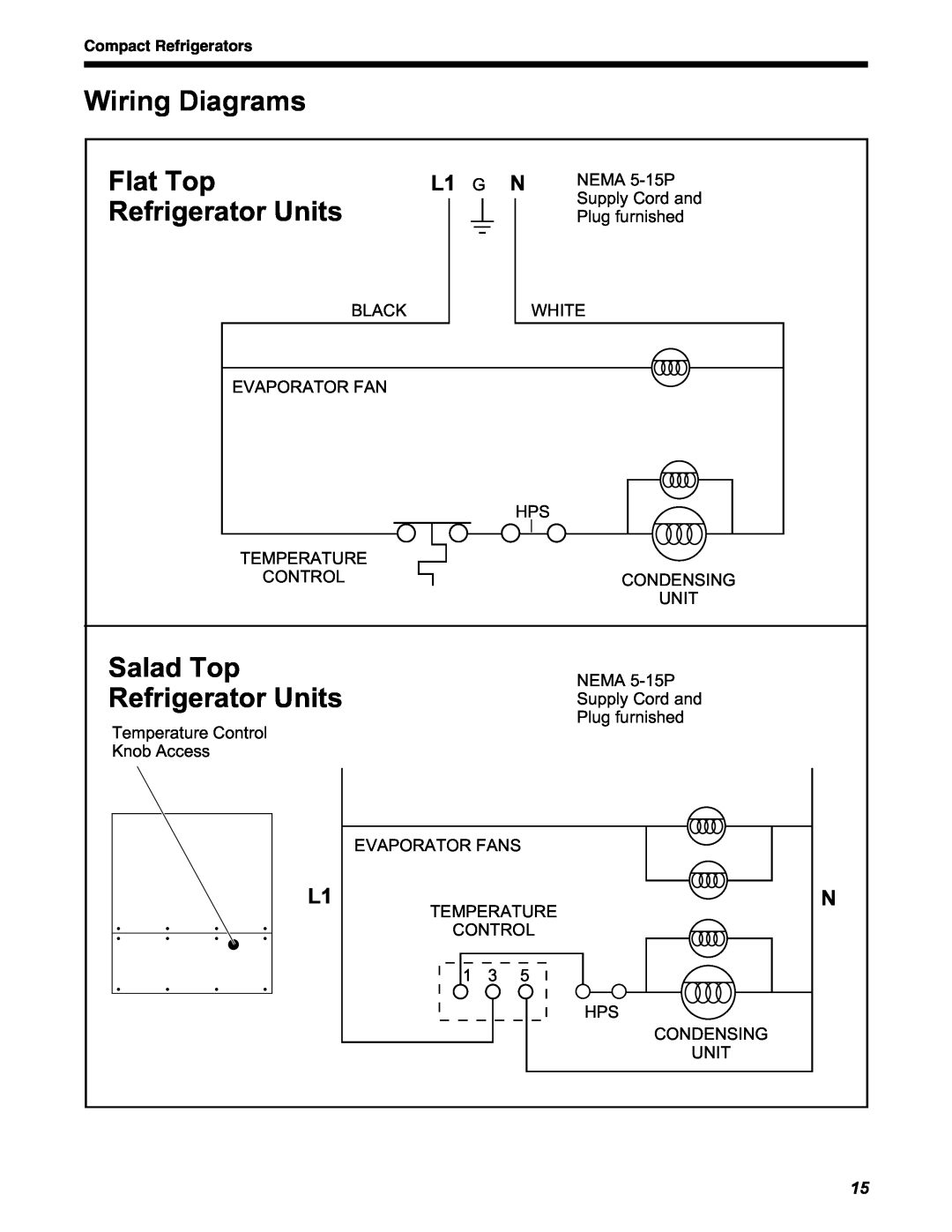 Delfield STD4432N, D4464N, D4460N Wiring Diagrams, Flat Top Refrigerator Units, Salad Top Refrigerator Units, L1 G N 