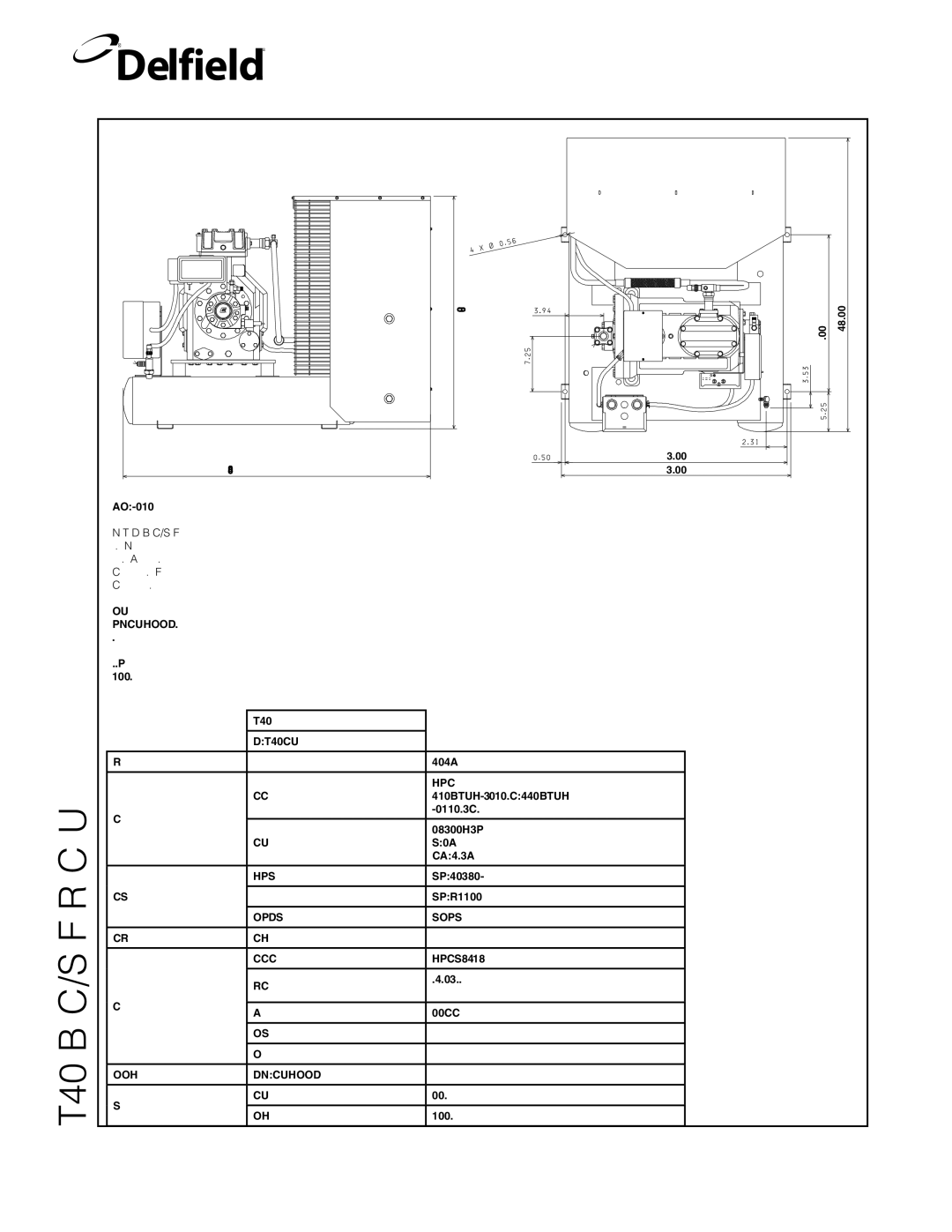 Delfield T20C, T40, T5, T24C, T14D manual Unit 