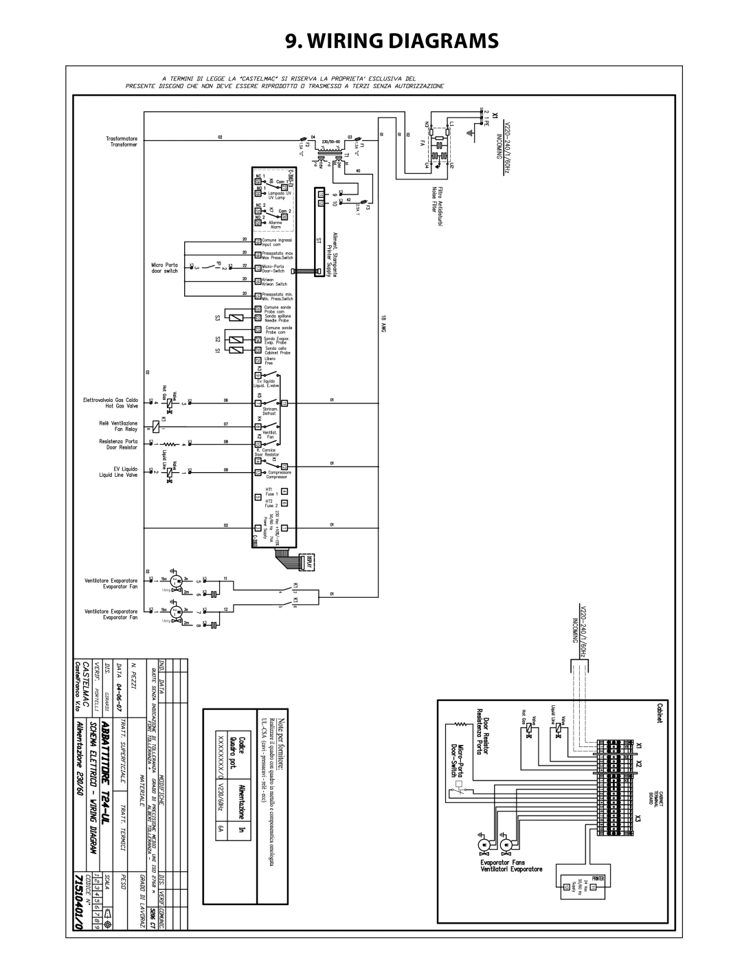 Delfield T24C, T20C, T40, T5, T14D manual Wiring diagrams 