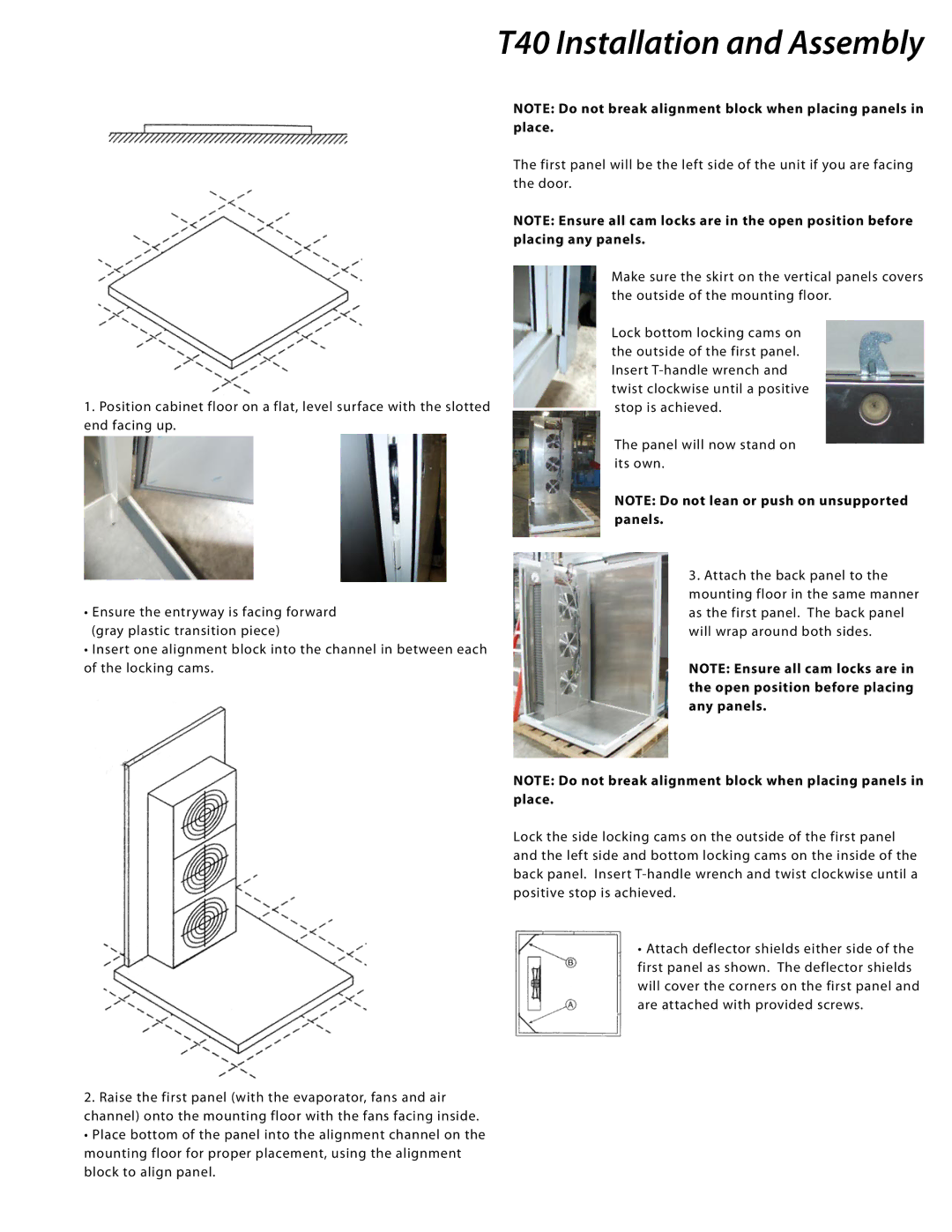 Delfield T14D, T20C, T5, T24C manual T40 Installation and Assembly 