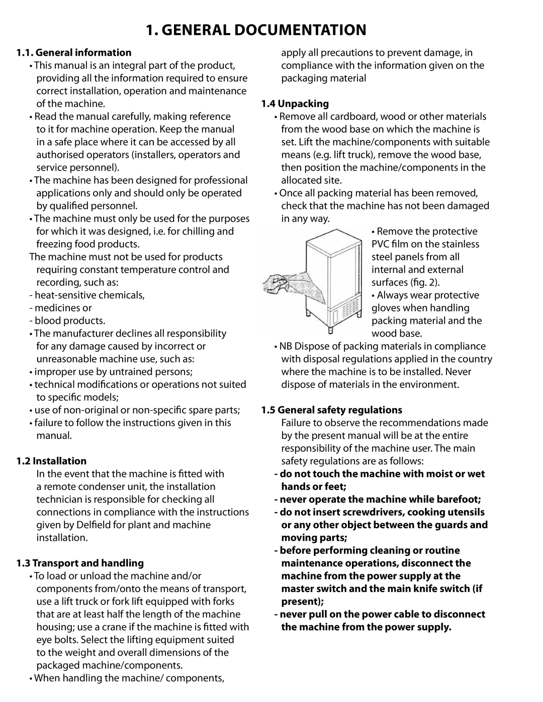 Delfield T14D, T20C, T40, T5, T24C manual General Documentation 