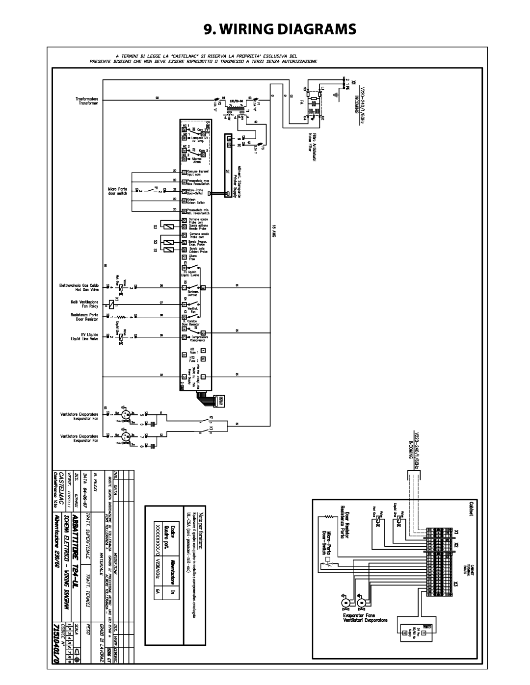 Delfield T24C, T20C, T40, T5, T14D manual wiring diagrams 