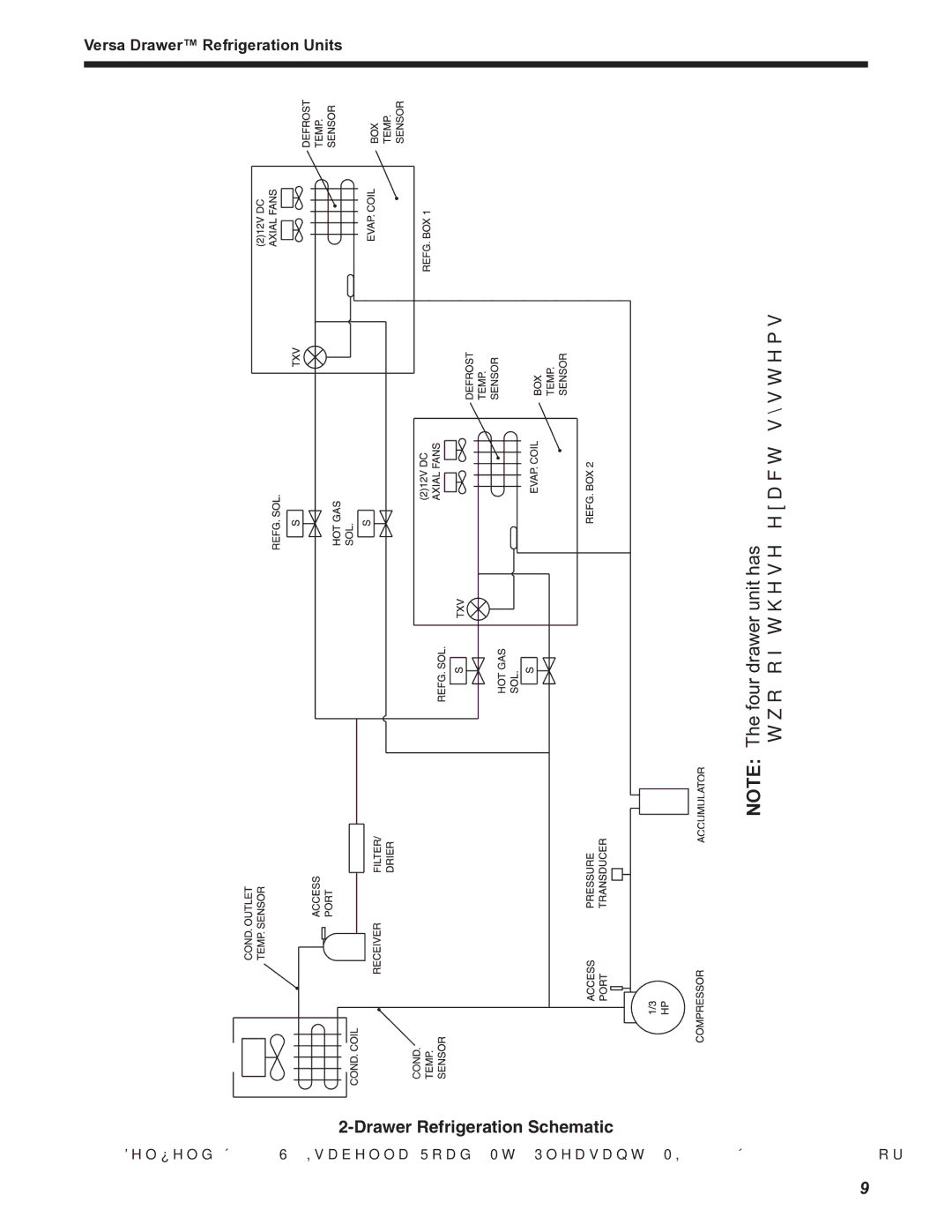 Delfield Versa Drawer operation manual Drawer Refrigeration Schematic 