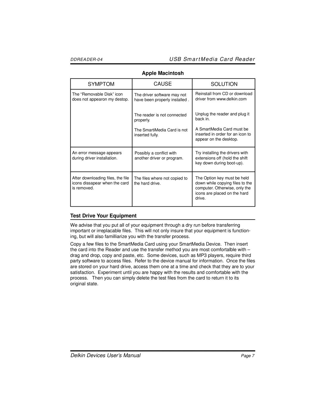 Delkin Devices 4 manual Apple Macintosh, Test Drive Your Equipment 