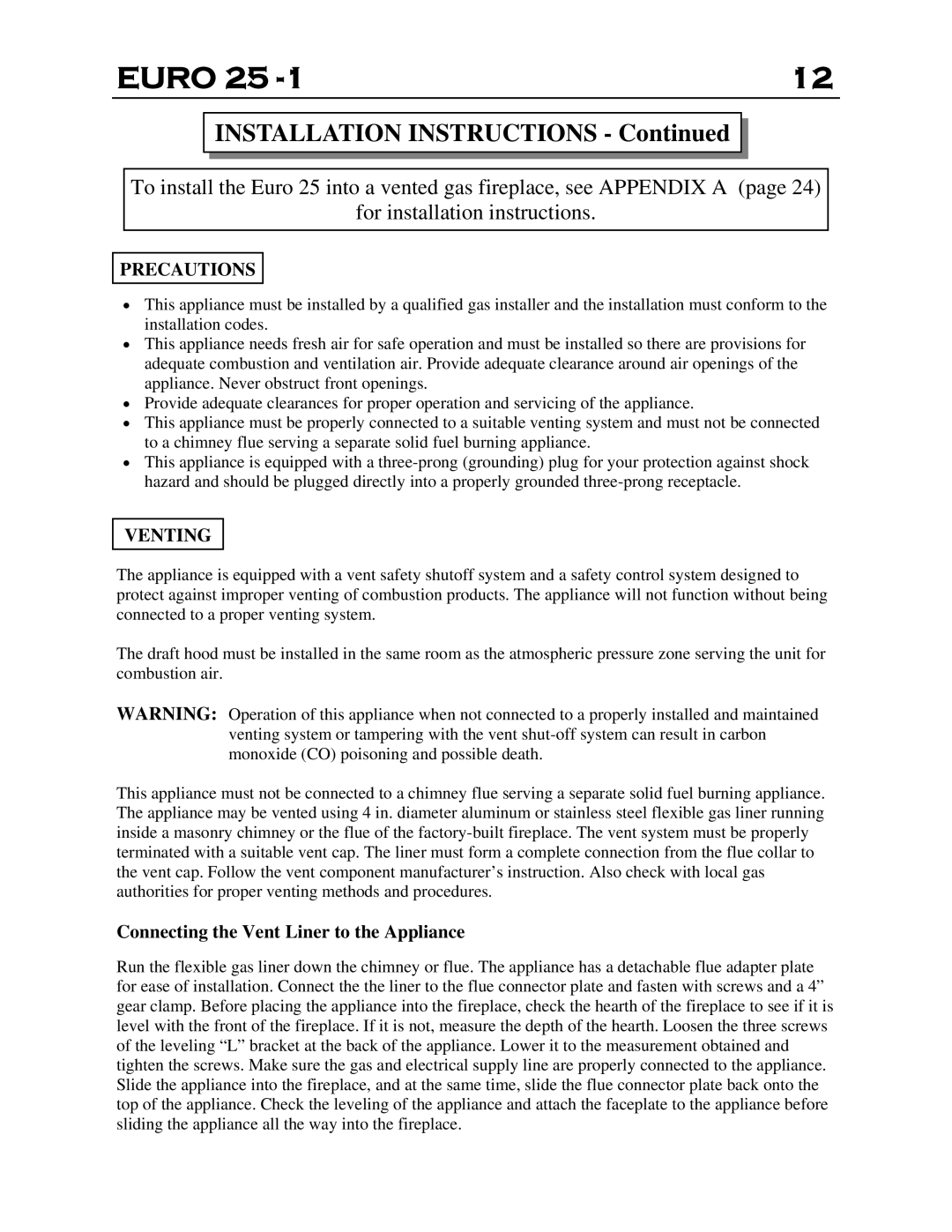 Delkin Devices EI - 25-1 manual Precautions, Venting 