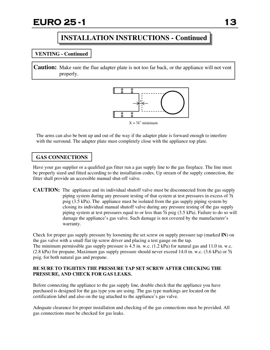 Delkin Devices EI - 25-1 manual Venting, GAS Connections 