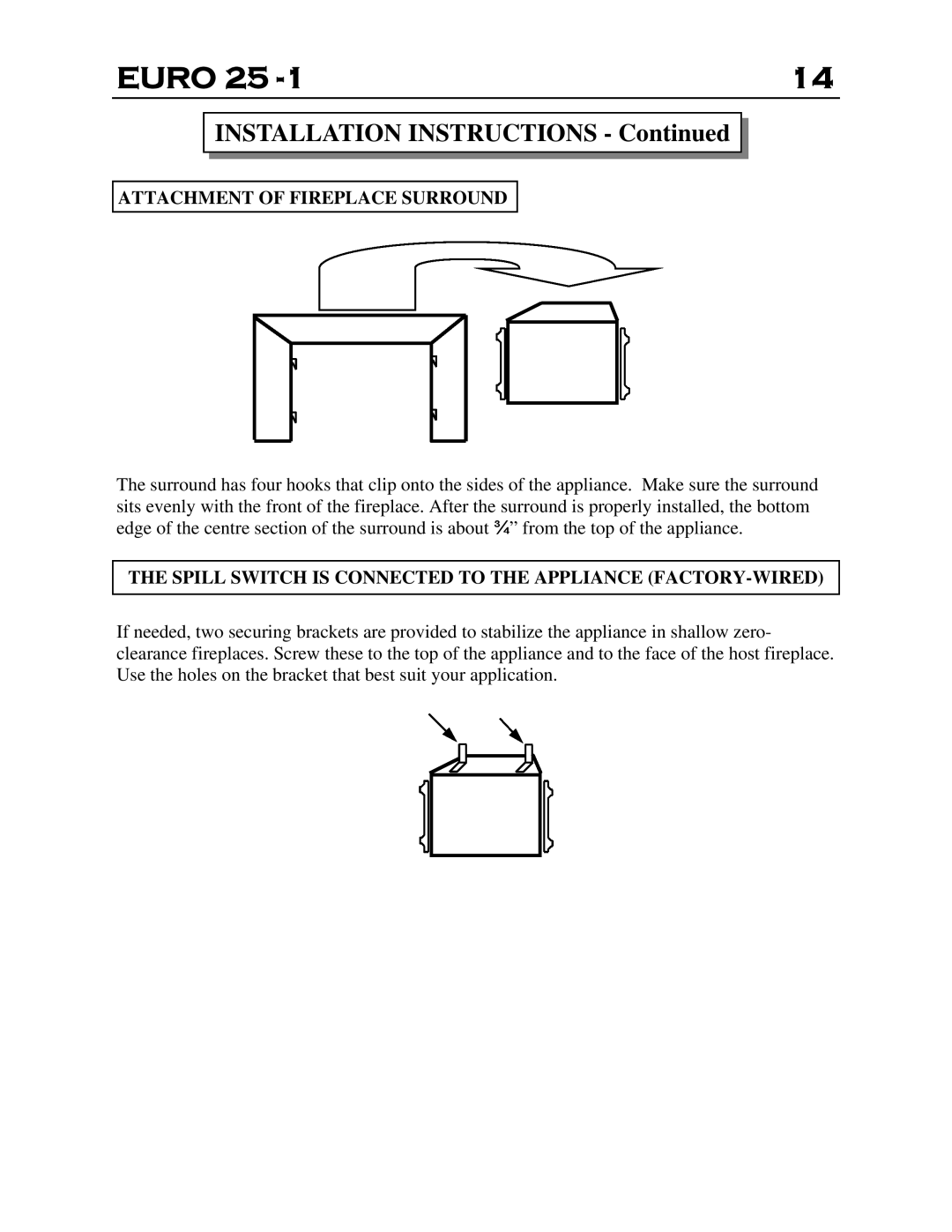 Delkin Devices EI - 25-1 manual Euro, INSTALLATION INSTRUCTIONS - Continued, Attachment Of Fireplace Surround 