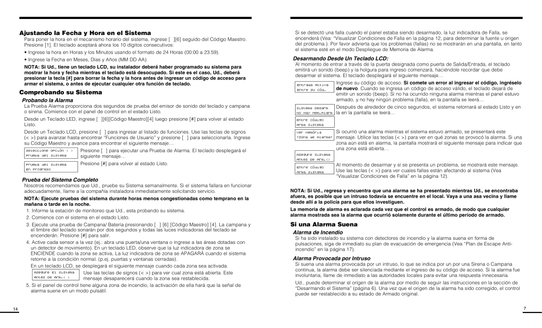Delkin Devices PC585 manual Ajustando la Fecha y Hora en el Sistema, Comprobando su Sistema, Si una Alarma Suena 